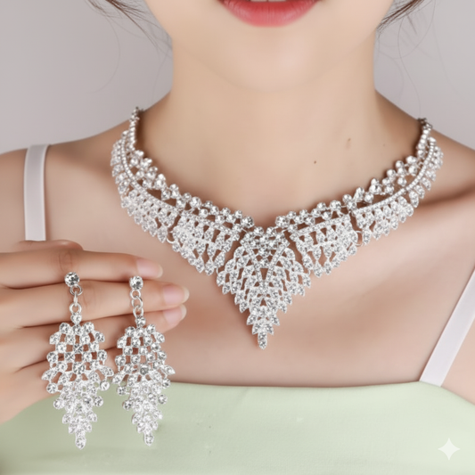 Bridal Luxury Necklace & Earring Set – Elegant Crystal Dress Jewellery