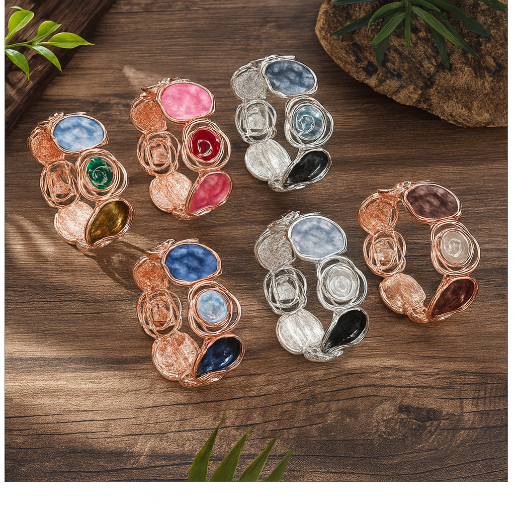 Colorful Oil Rose Elastic Bracelet