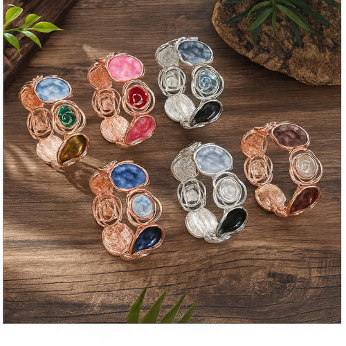 Colorful Oil Rose Elastic Bracelet