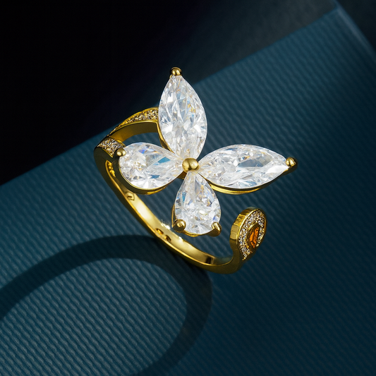 Butterfly Open Ring Fashion Light Luxury Micro Inlaid Zircon Ring