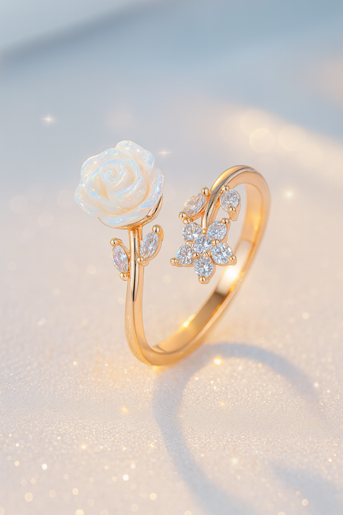 Camellia Ring, Niche and High-End, Colorful Imitation Shell Flower Index Finger Ring