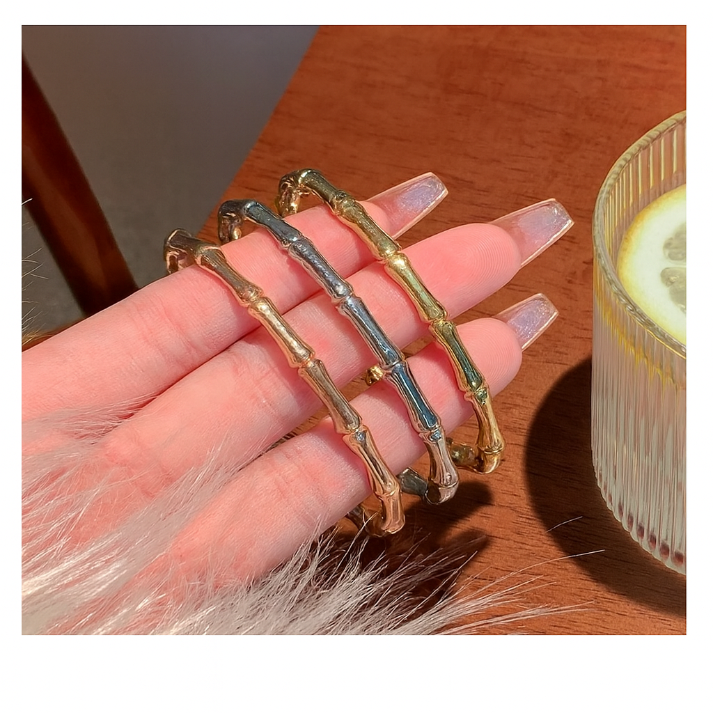 Titanium Steel Bamboo Loop Bracelet — Non-Fading Niche Design Jewelry