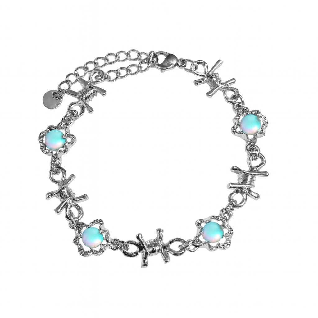 Moonlight Stone Thorn Bracelet — Women’s Niche Design with Cool Silver Tone