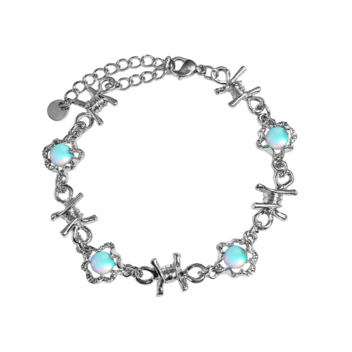 Moonlight Stone Thorn Bracelet — Women’s Niche Design with Cool Silver Tone
