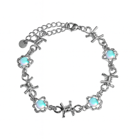 Moonlight Stone Thorn Bracelet — Women’s Niche Design with Cool Silver Tone