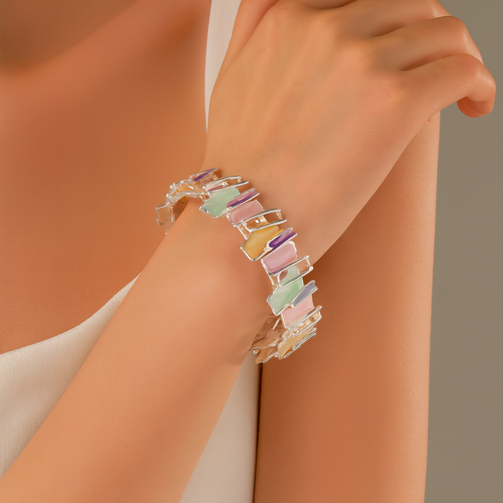 Irregular Colored Oil Dripping Alloy Bracelet