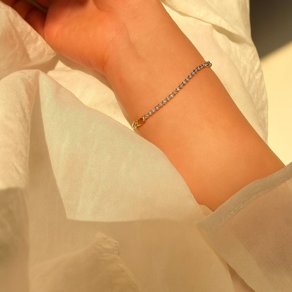 Colorful Zircon Dopamine Bracelet — Minimalist Rainbow Sparkle for Women