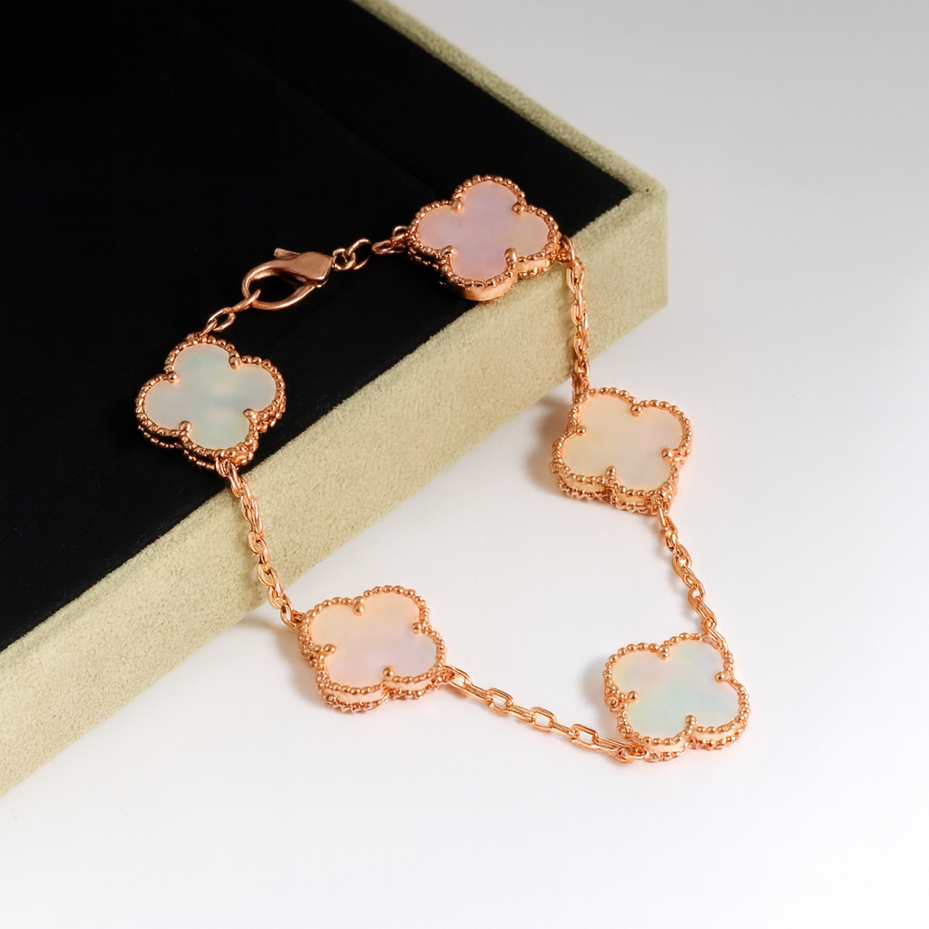 High-End K Gold Rose Gold Clover Five-Flower Bracelet — Exquisite Women’s Luxury Gift