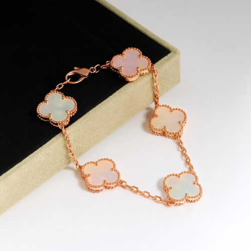 High-End K Gold Rose Gold Clover Five-Flower Bracelet — Exquisite Women’s Luxury Gift