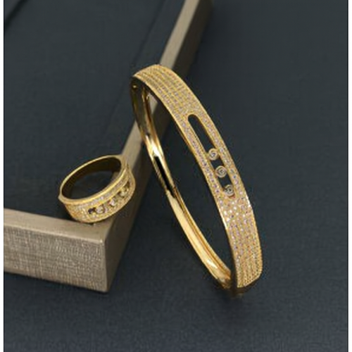 Round Cubic Zirconia Bracelet & Ring Set — Elegant Wedding Jewelry for Women