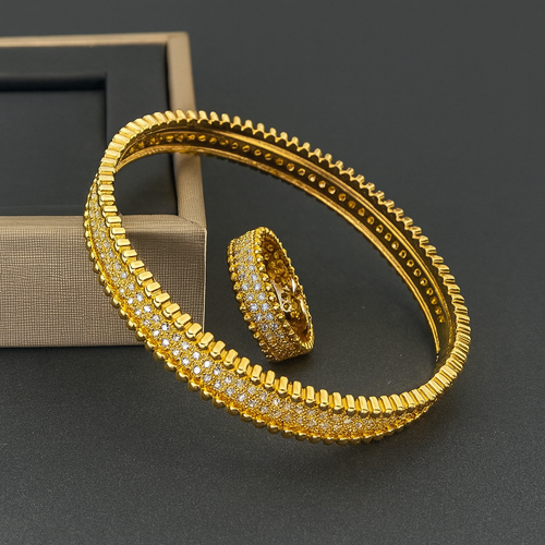 Full Circle Zirconia Bracelet & Ring Set — European Exquisite Micro-Inlaid Jewelry