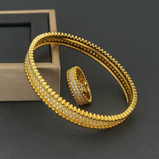 Full Circle Zirconia Bracelet & Ring Set — European Exquisite Micro-Inlaid Jewelry