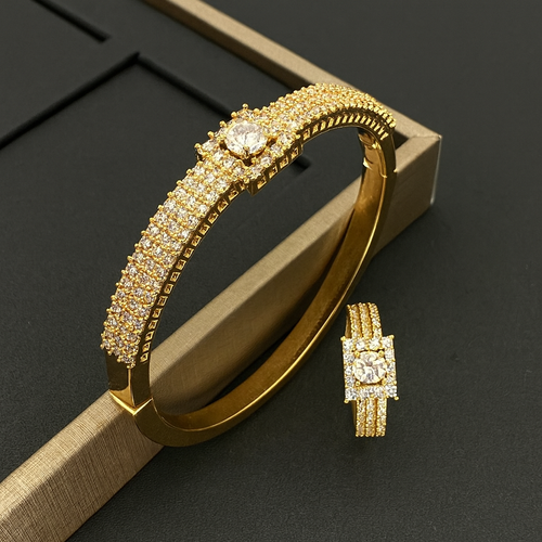 Three-Row Square Zircon Bracelet — Micro-Inlaid Copper Fashion Jewelry