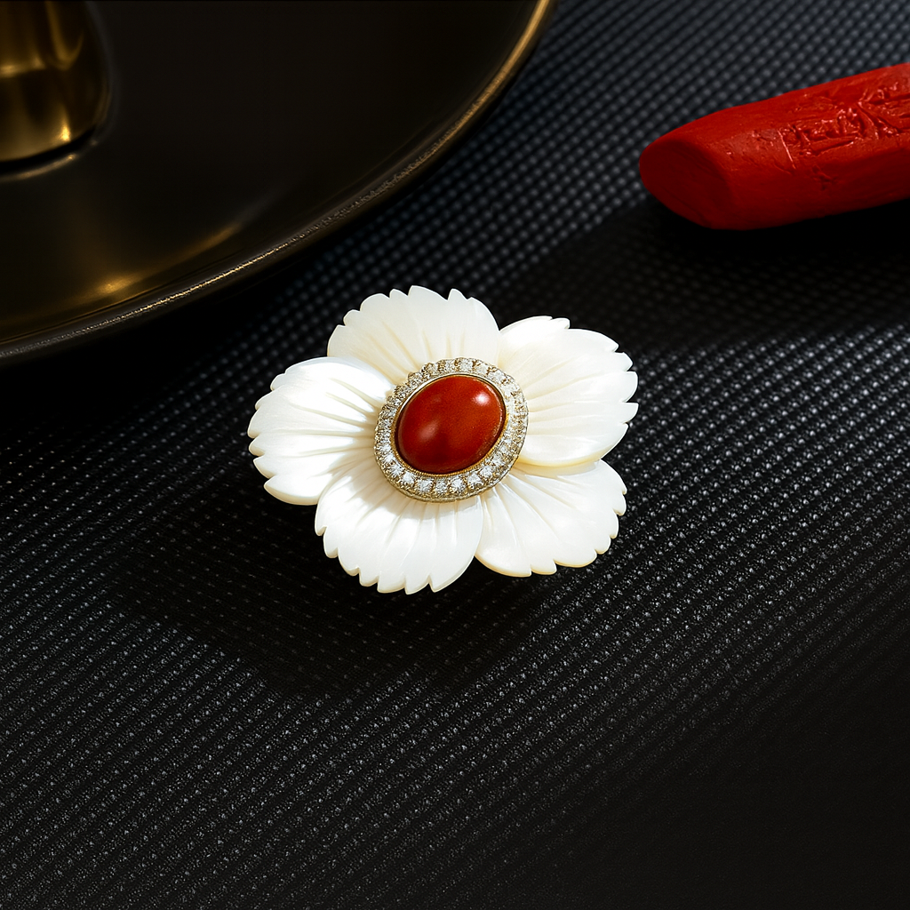 Natural Shell Flower Niche Magnetic Brooch — Elegant Women’s Fashion Accessory