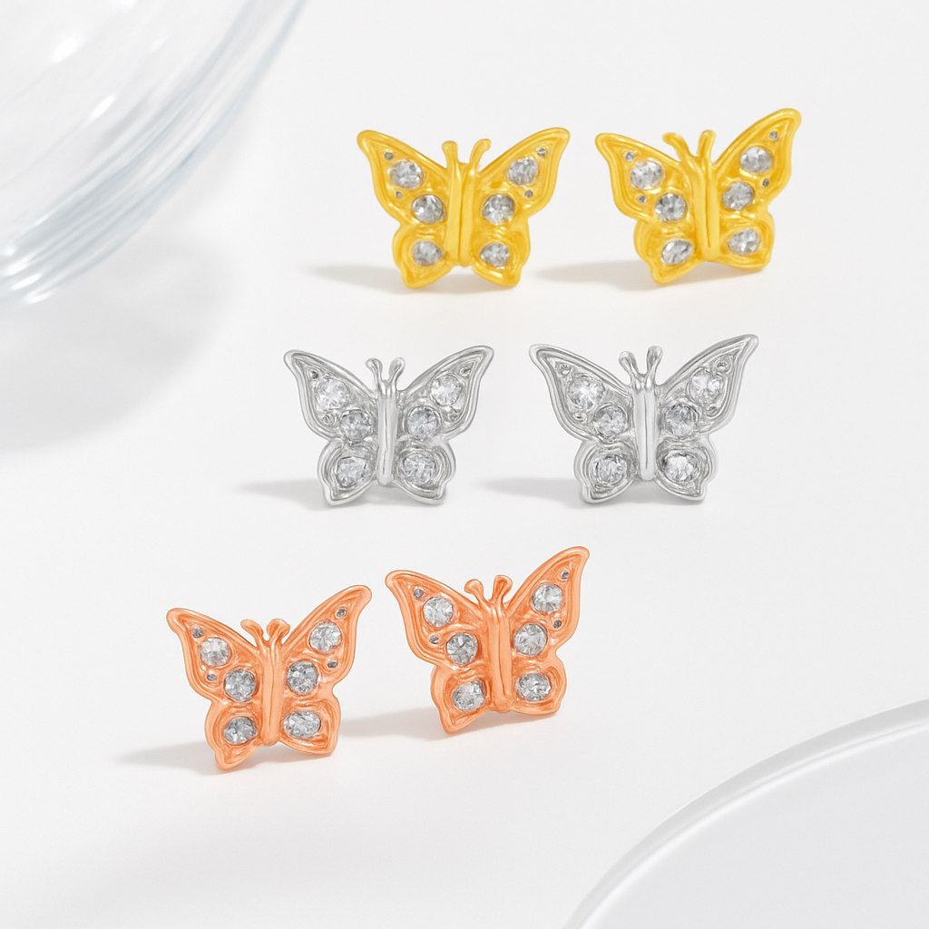 Cross Border Butterfly European and American High-End Design Versatile Earrings Jewelry Gift