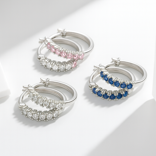 Wish Cross Border European and American Diamond Setting Charm Colorful Sapphire Earrings Gift Jewelry