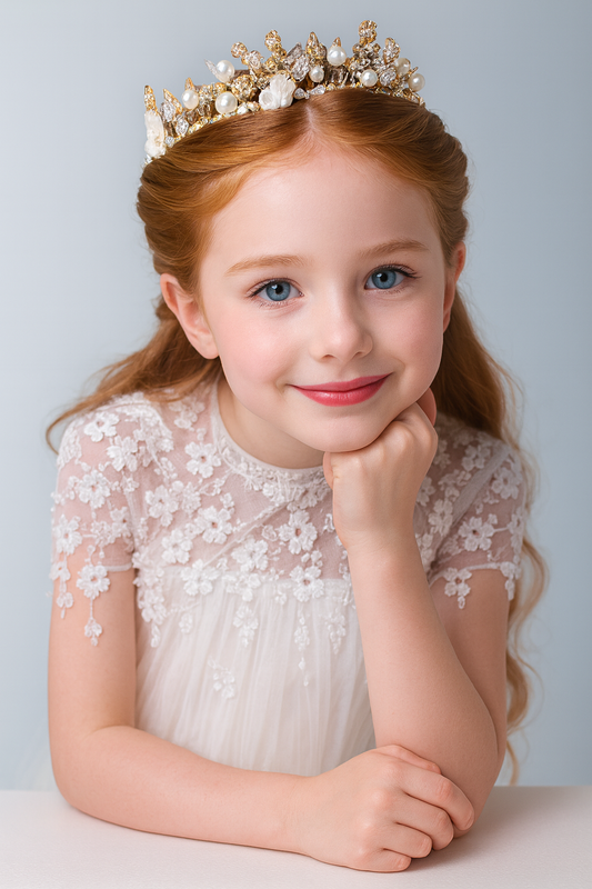 Children’s Crown Headpiece – Princess Pearl Baroque Shell Headband