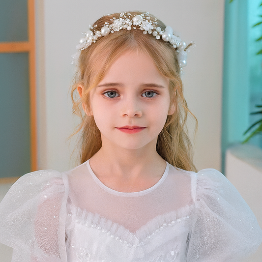 Children’s Dress Headpiece with White Pearl Headband