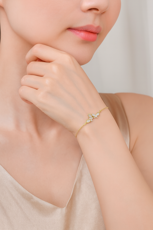 Elegant Double Butterfly Crystal Bracelet