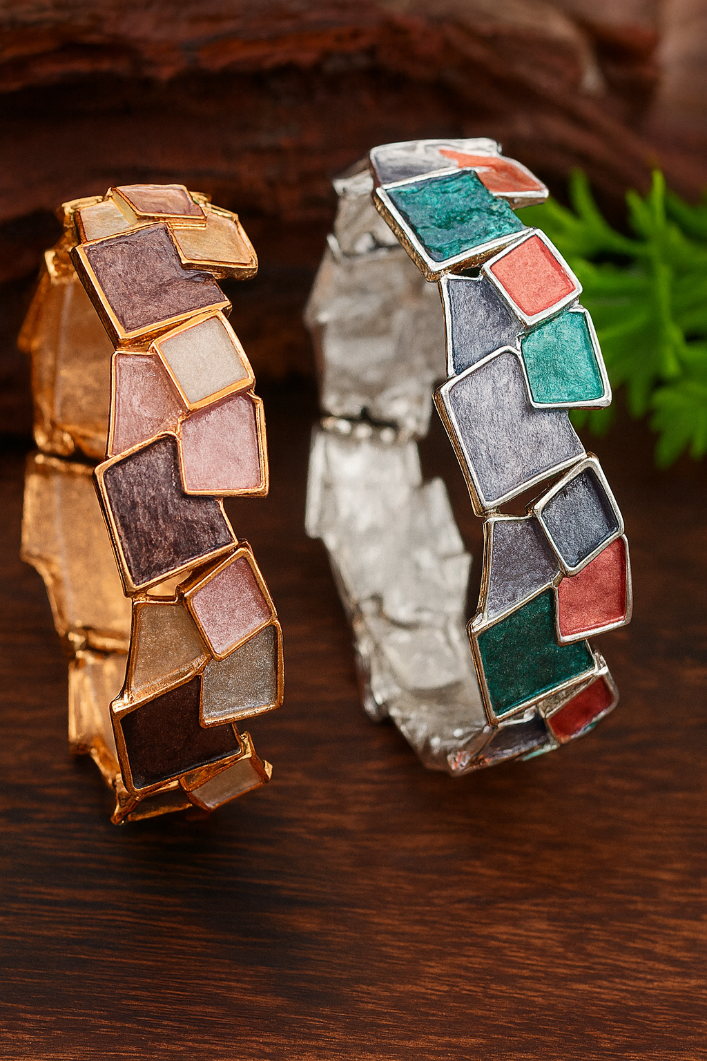 Enamel Geometric Square Alloy Elastic Bracelet