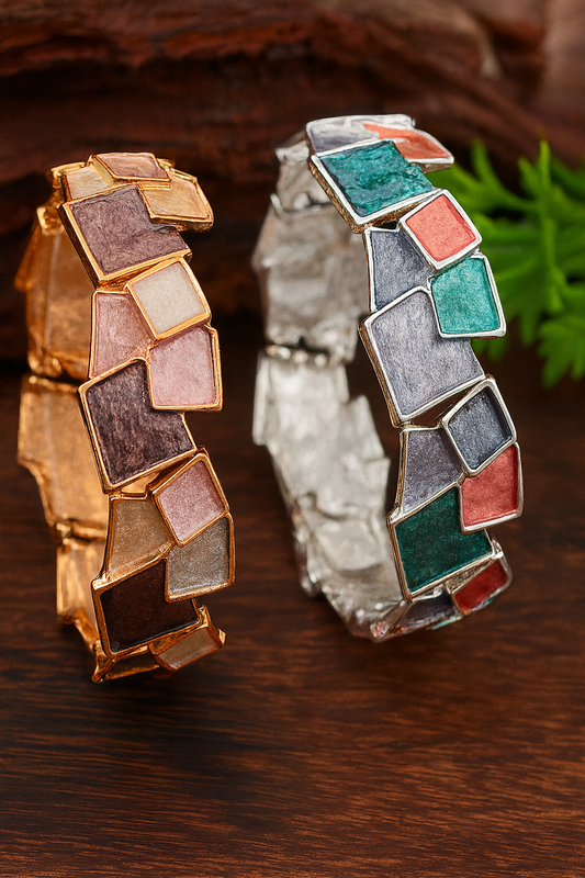 Enamel Geometric Square Alloy Elastic Bracelet