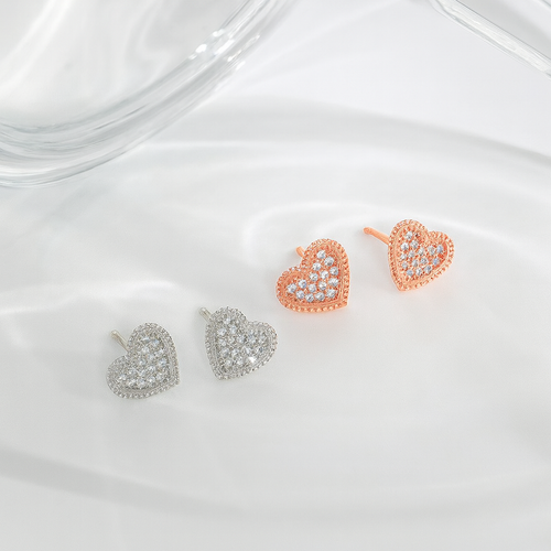 European and American Retro Fried Dough Twists Heart-Shaped Diamond Love Earrings Gift Jewelry