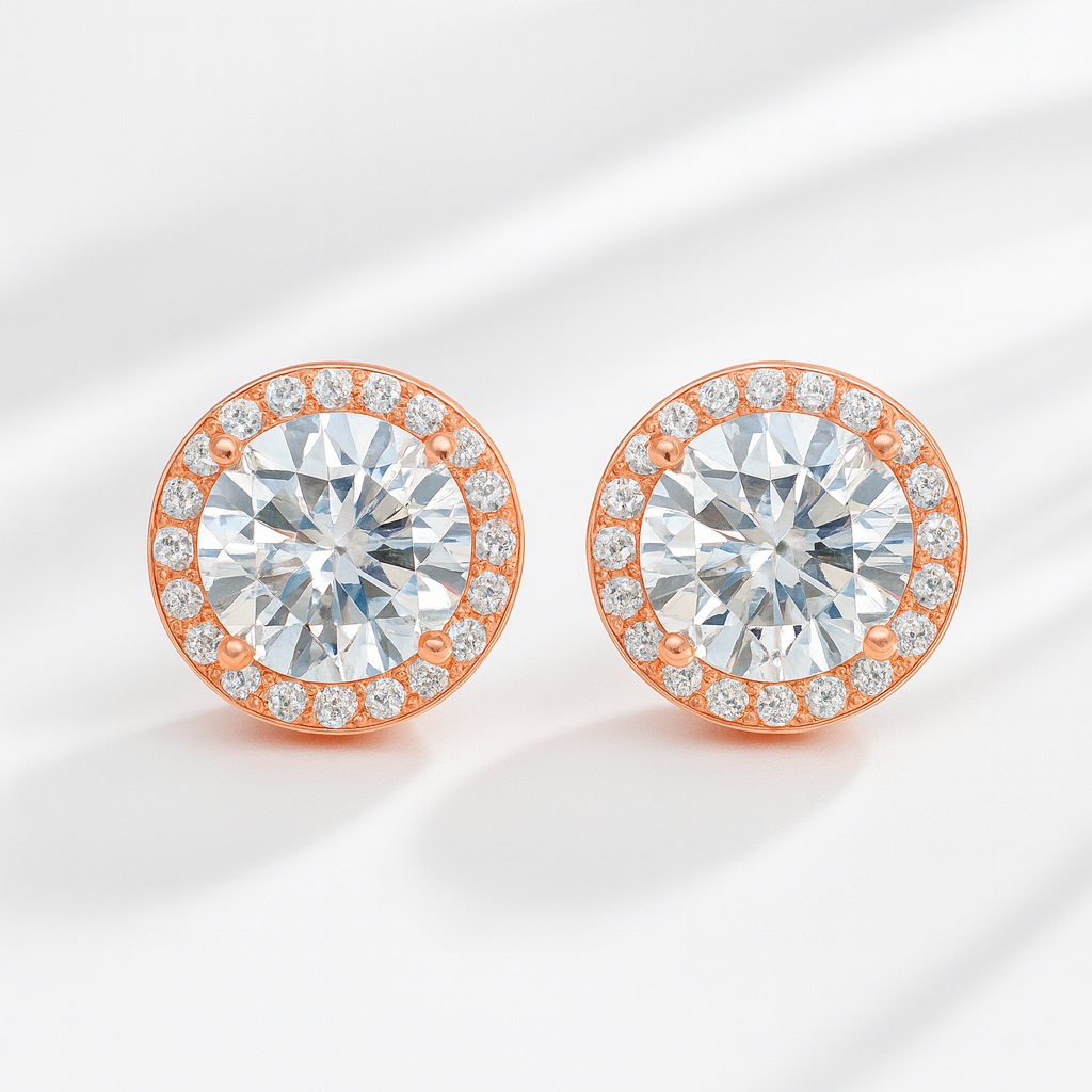 Fresh and Versatile S925 Earrings Round Zircon Gift Jewelry