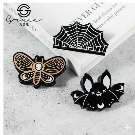 Halloween Hair Clip – Back-of-Head Spider Web & Butterfly Design