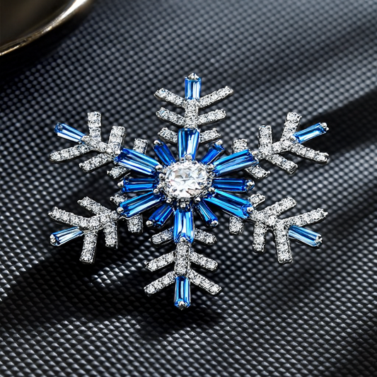 Korean Version Simple and Personalized White Blue Sparkling Zircon Chest Flower