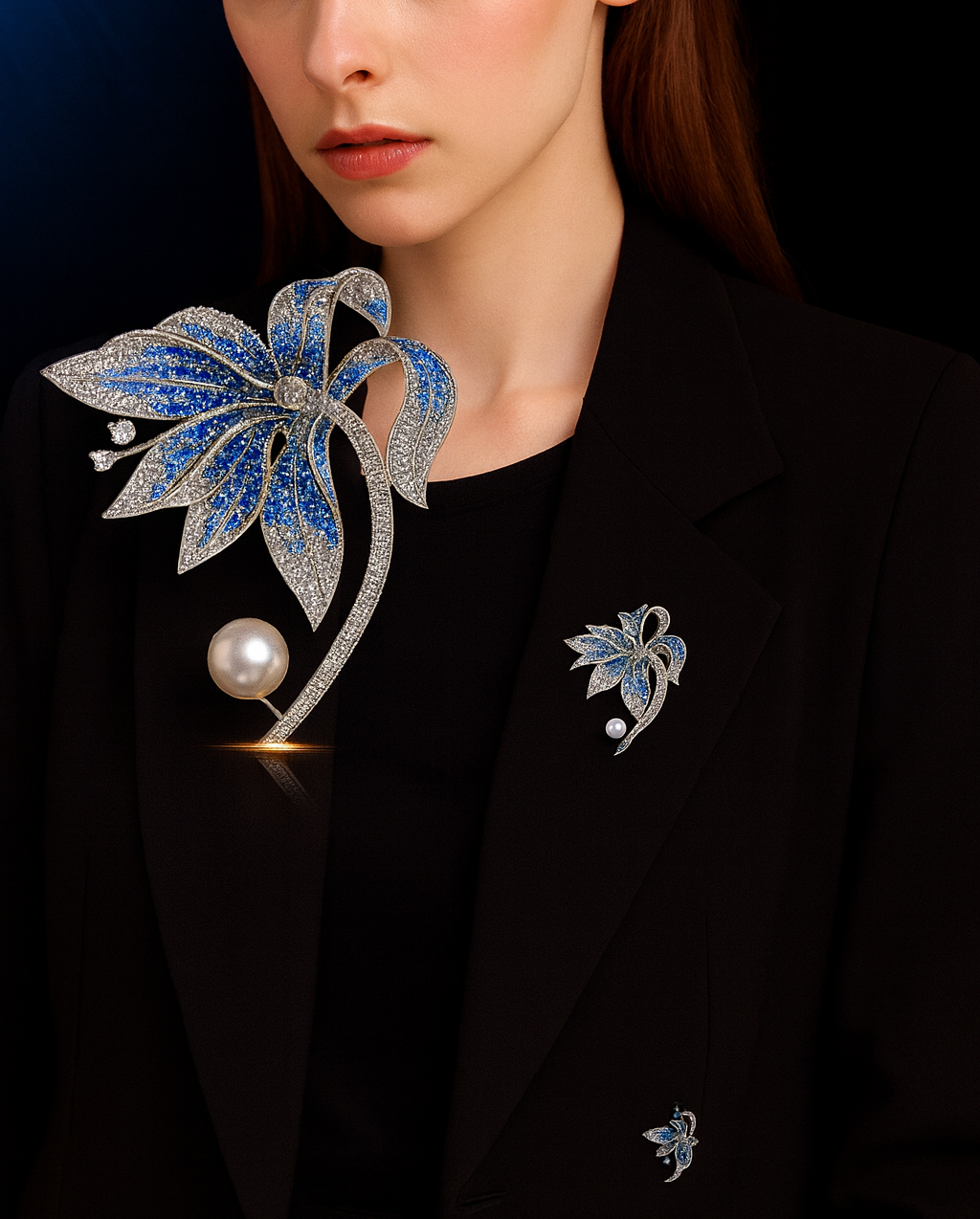 Lily Flower Brooch with High-End Feel and Micro Inlaid Zircon Chest Flower, Versatile and Versatile