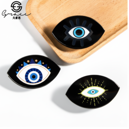 New Devil’s Eye Hair Clip – Black Acrylic Gripper  Description: