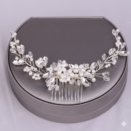 Pearl Hair Comb – Handmade Alloy Rhinestone Headband Decoration