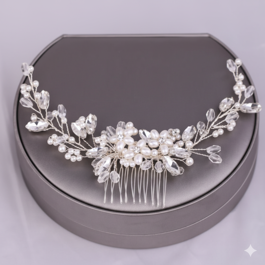 Pearl Hair Comb – Handmade Alloy Rhinestone Headband Decoration