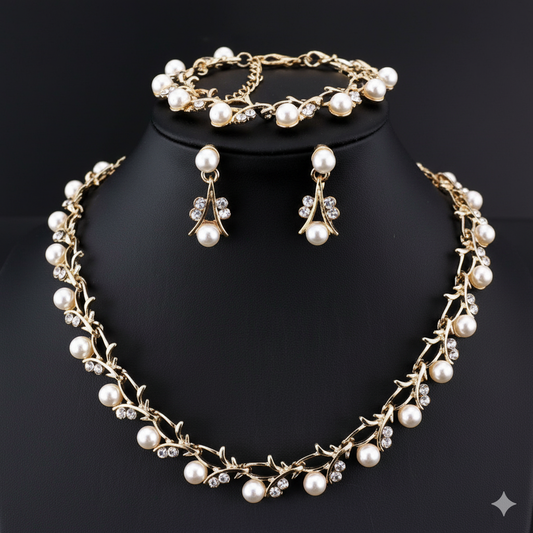 Pearl Necklace & Earring Set – Versatile Bridal & Elegant Fashion Accessory