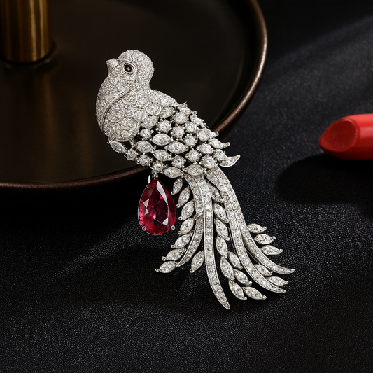 Phoenix Chest Flower Suit Coat with Accessories, Women's New Style