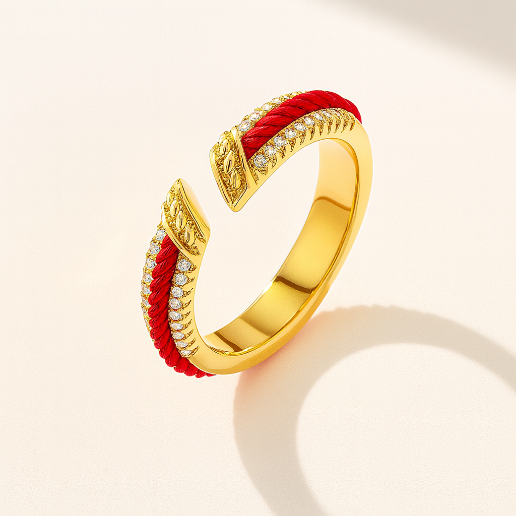 Red String Paired with Ring, Zodiac Year Index Finger Ring, Female