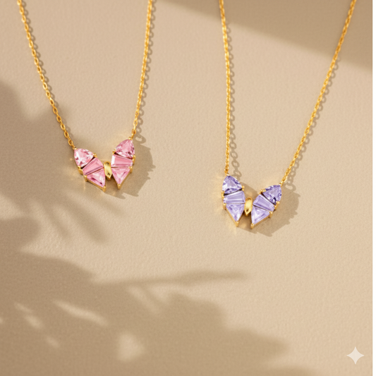 S925 Pure Silver Zircon Butterfly Necklace for Women, Simple and Fashionable