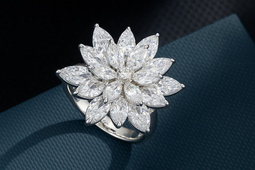 Snowflake Open Ring Super Flash New Crystal Flower Finger Ring