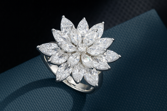 Snowflake Open Ring Super Flash New Crystal Flower Finger Ring