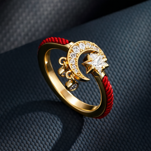 Star Moon Opening Ring Original Design Finger Ring