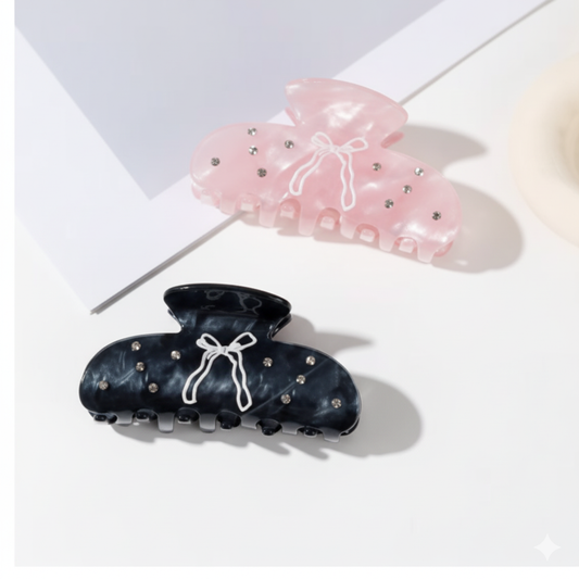 Swedish Niche Butterfly Bow – Diamond Studded Shark Clip